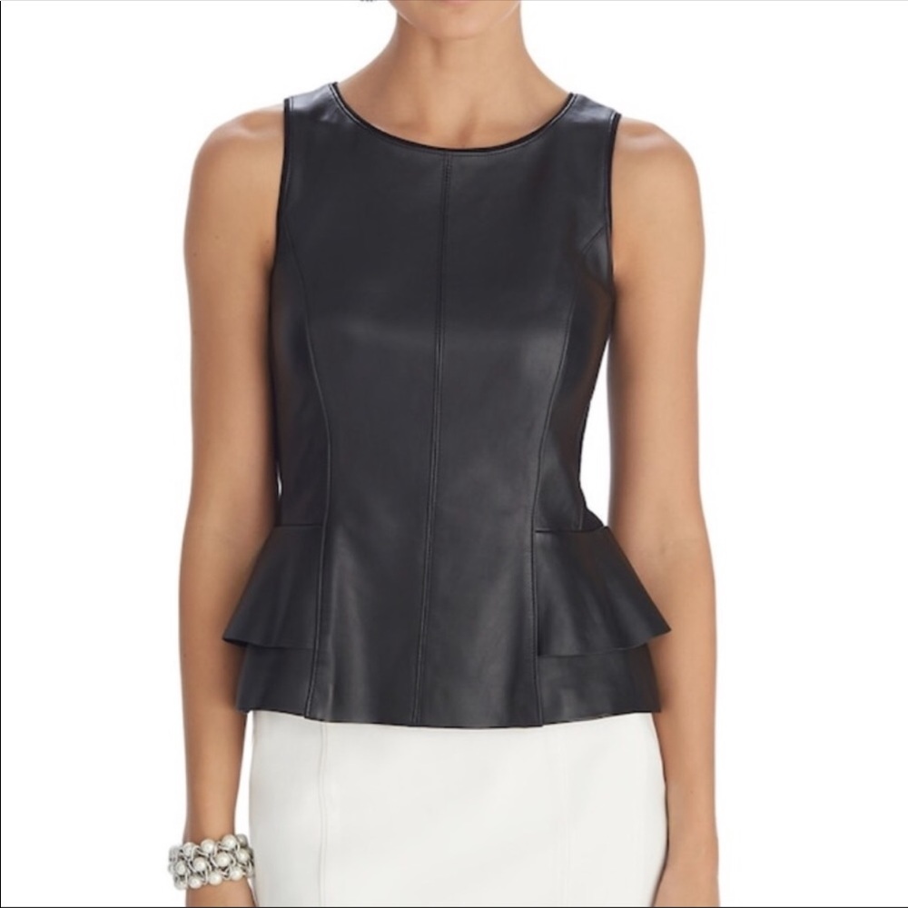 NWOT WHBM genuine leather peplum bodice top Sz 10
